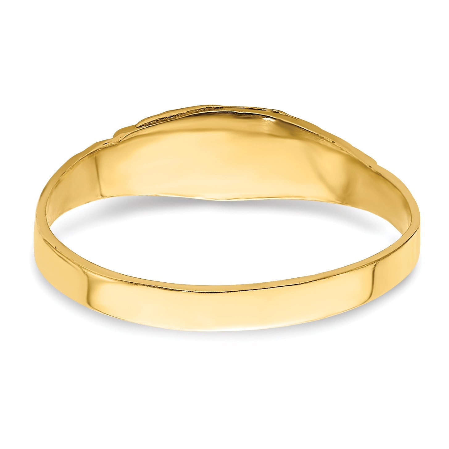 14K Yellow Gold Flower Center Engraved Baby Band