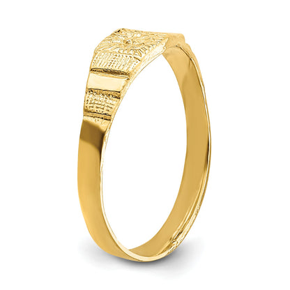 14K Yellow Gold Flower Center Engraved Baby Band