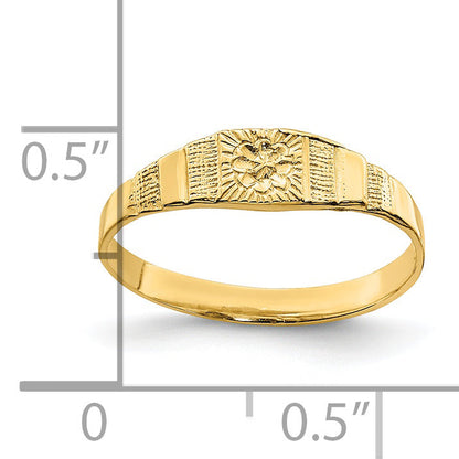 14K Yellow Gold Flower Center Engraved Baby Band