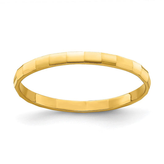 14K Yellow Gold Bamboo Texture Band Childs Ring