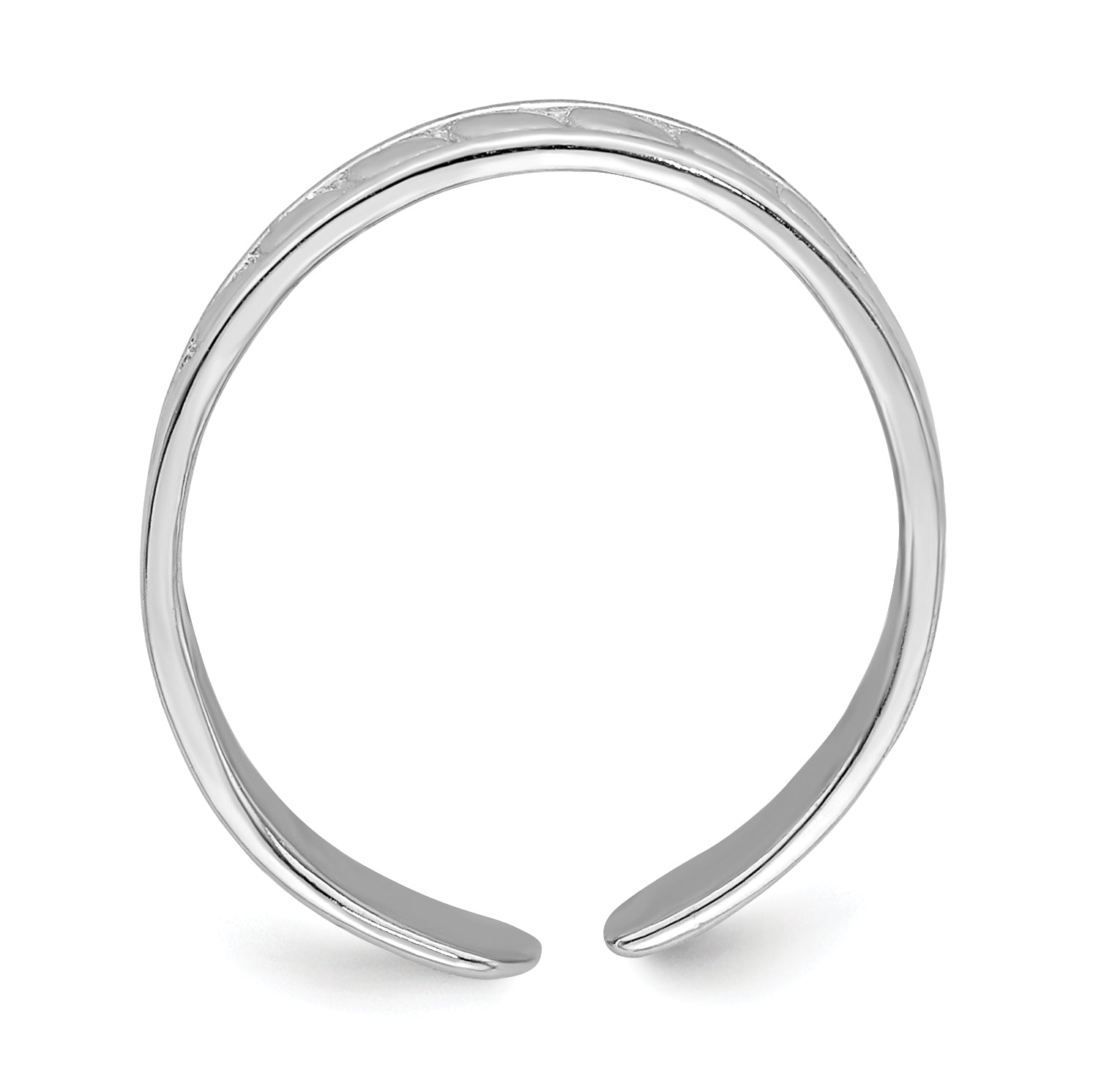 14K White Gold Adjustable Leaf Engraved Design Toe Ring