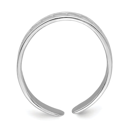 14K White Gold Adjustable Leaf Engraved Design Toe Ring