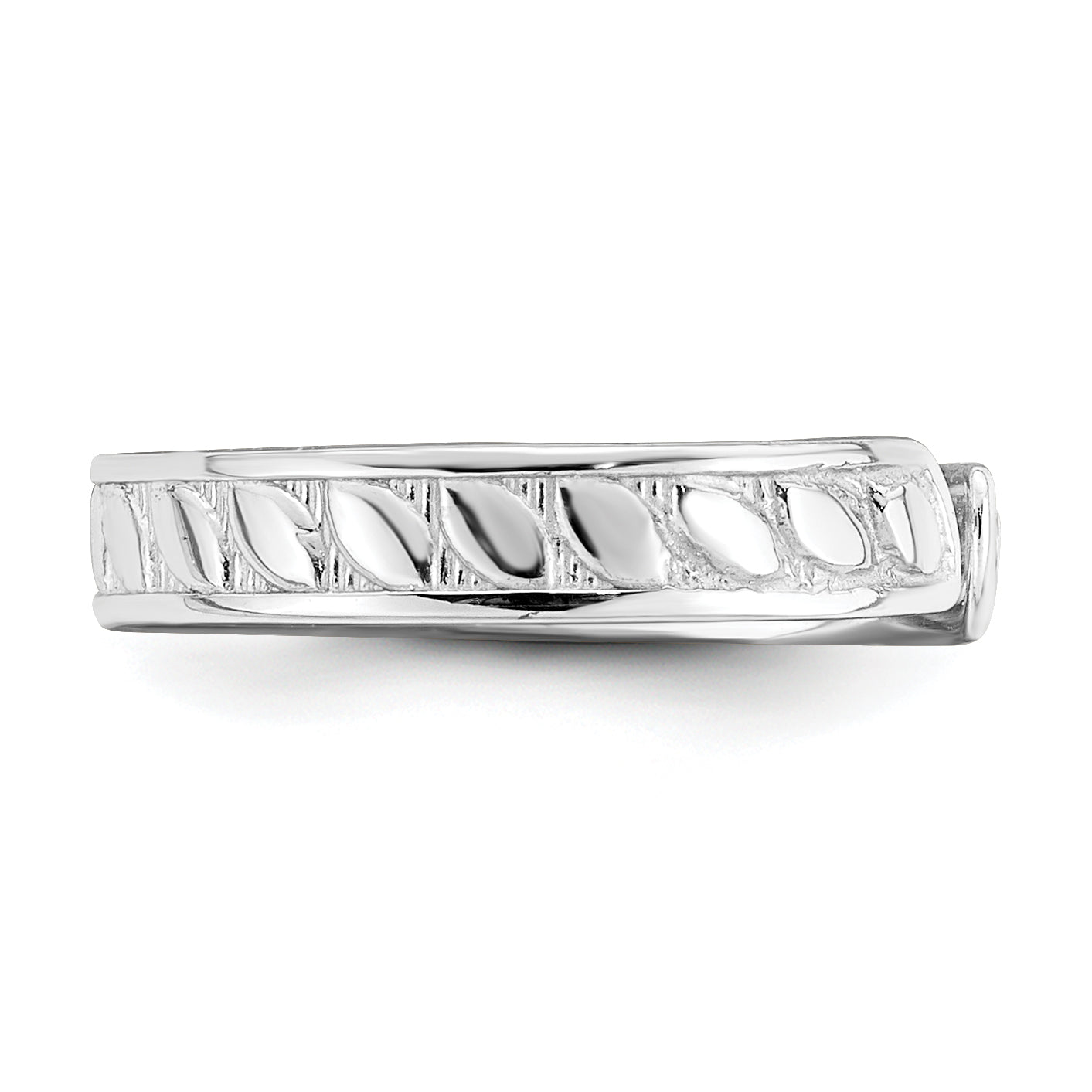 14K White Gold Adjustable Leaf Engraved Design Toe Ring