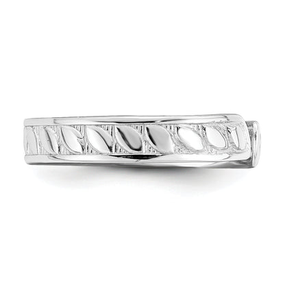 14K White Gold Adjustable Leaf Engraved Design Toe Ring