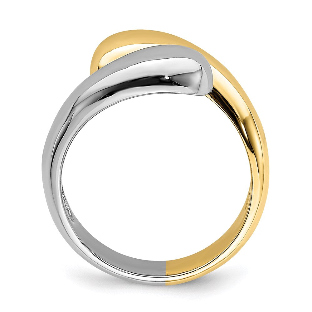 CUSTOM ORDER - SOLID 14k Two-Tone Gold Polished Bypass Ring