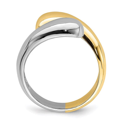 CUSTOM ORDER - SOLID 14k Two-Tone Gold Polished Bypass Ring