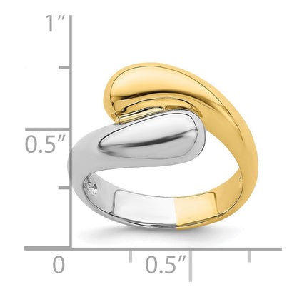 CUSTOM ORDER - SOLID 14k Two-Tone Gold Polished Bypass Ring