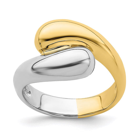 CUSTOM ORDER - SOLID 14k Two-Tone Gold Polished Bypass Ring