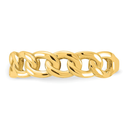 10K Yellow Gold 10Ky Polished 5mm Curb Link Ring Size 8