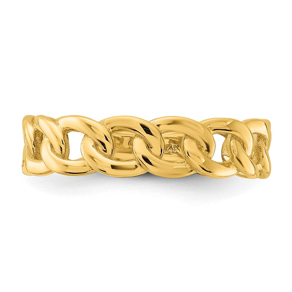 10K Yellow Gold 10Ky Polished 5mm Curb Link Ring Size 8