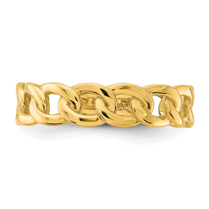 10K Yellow Gold 10Ky Polished 5mm Curb Link Ring Size 8