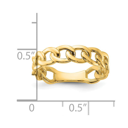 10K Yellow Gold 10Ky Polished 5mm Curb Link Ring Size 10