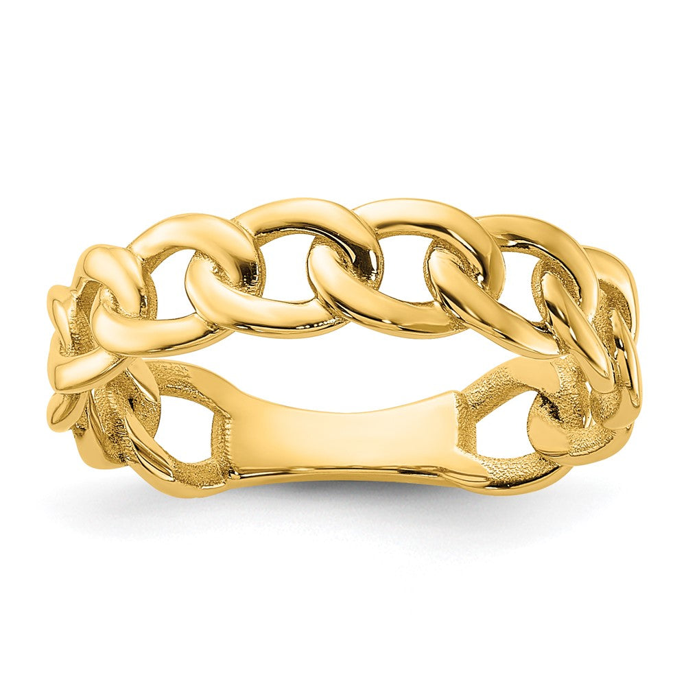 10K Yellow Gold 10Ky Polished 5mm Curb Link Ring Size 5