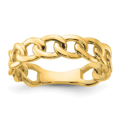 10K Yellow Gold 10Ky Polished 5mm Curb Link Ring Size 6