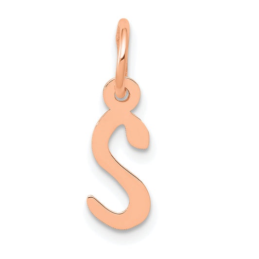 14K Rose Gold Slanted Block Initial S Charm