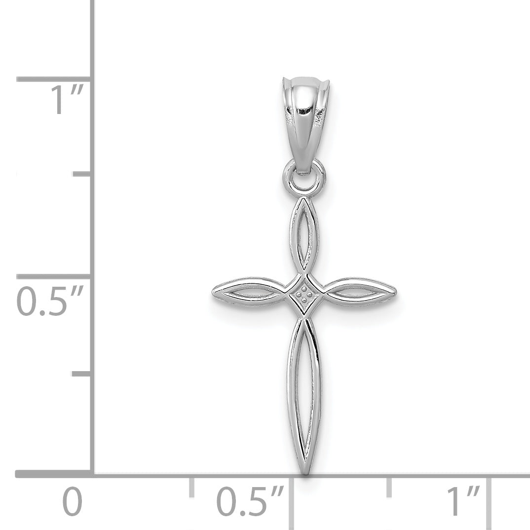 14K White Gold Passion Cross Charm