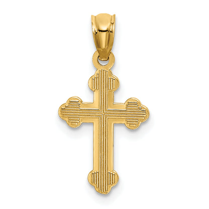 14K Yellow Gold Small Budded Cross Charm