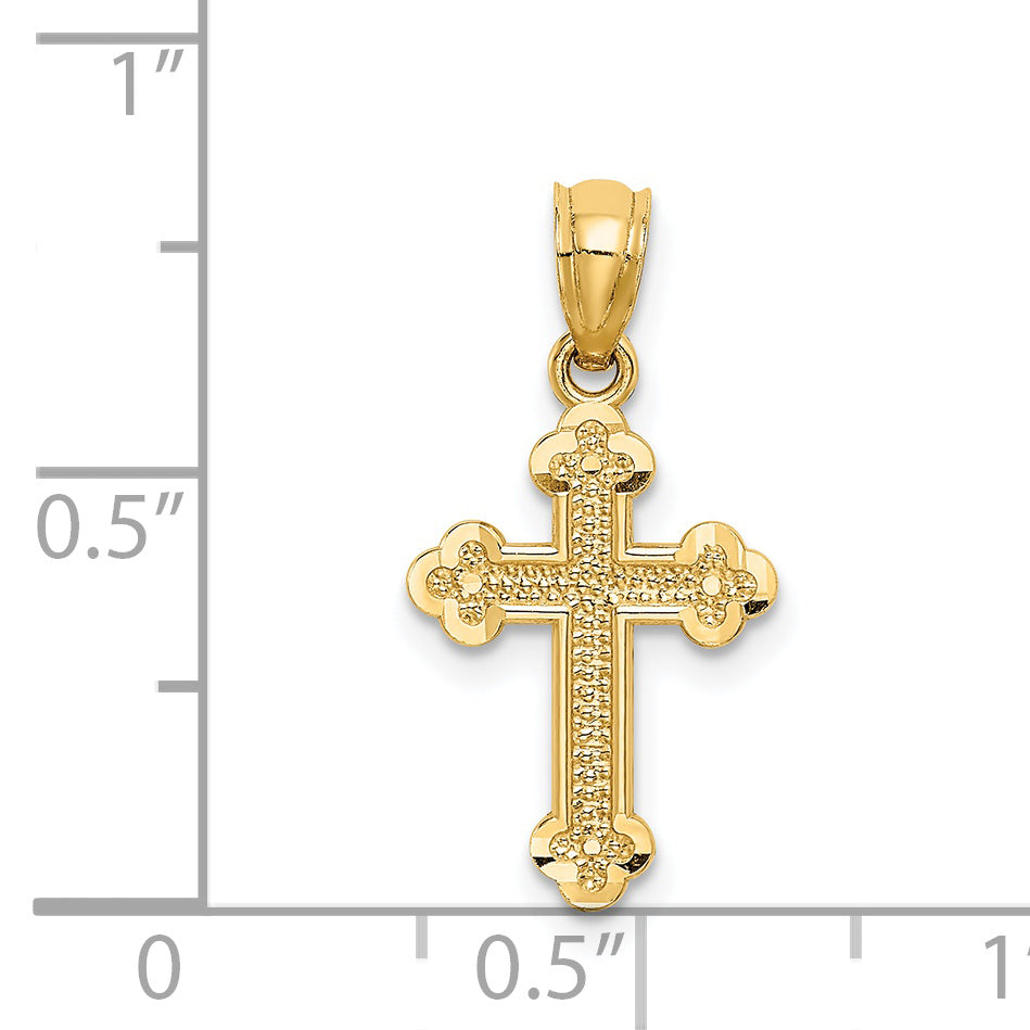 14K Yellow Gold Small Budded Cross Charm