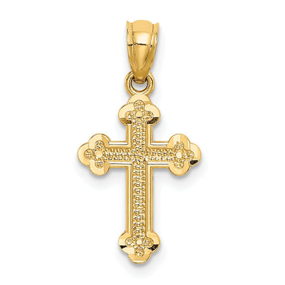 14K Yellow Gold Small Budded Cross Charm