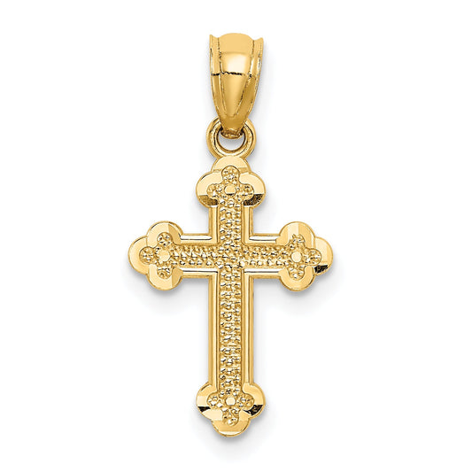 14K Yellow Gold Small Budded Cross Charm