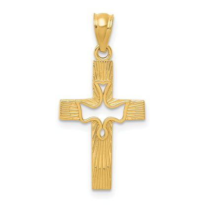 14K Yellow Gold Dove Cross Pendant
