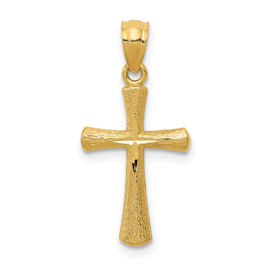 14K Yellow Gold Diamond-Cut Cross Pendant