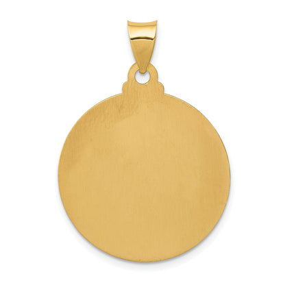 14K Yellow Gold Head Of Christ Medal Hollow Round Pendant
