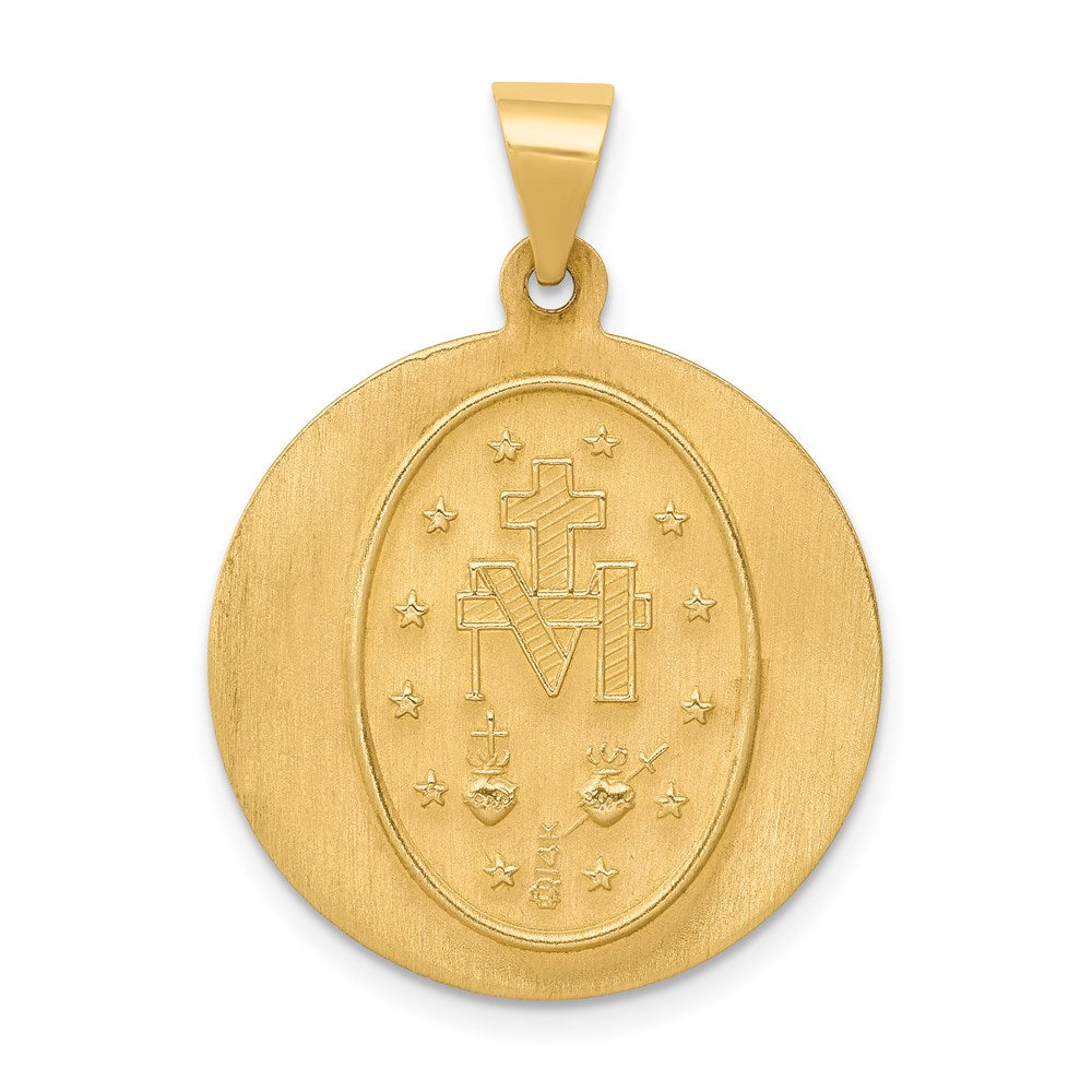 14K Yellow Gold Miraculous Medal Hollow Pendant