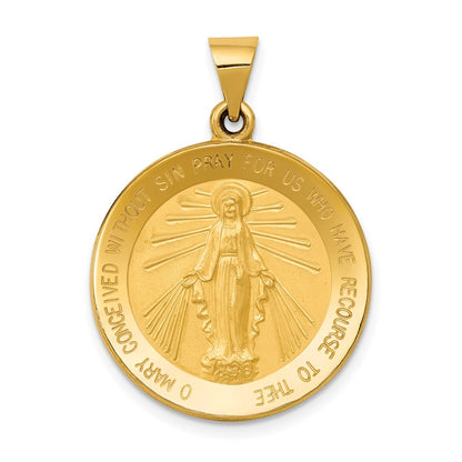 14K Yellow Gold Miraculous Medal Hollow Pendant