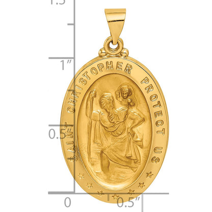 14K Yellow Gold Saint Christopher Medal Hollow Pendant