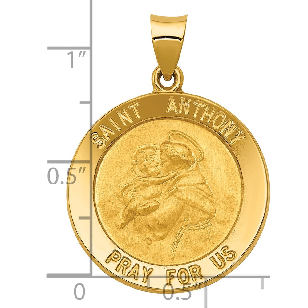 14K Yellow Gold Saint Anthony Medal Hollow Pendant