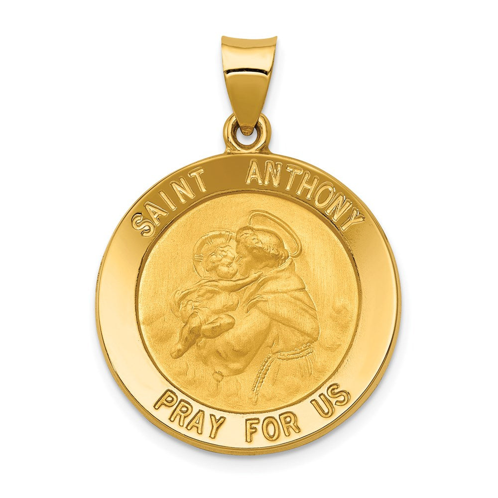 14K Yellow Gold Saint Anthony Medal Hollow Pendant