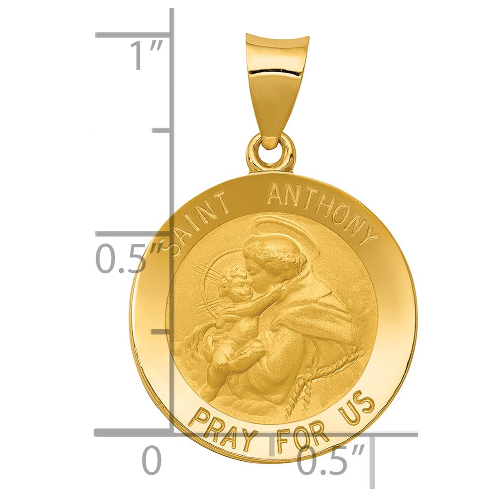 14K Yellow Gold Saint Anthony Medal Hollow Pendant