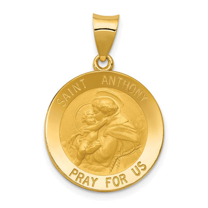 14K Yellow Gold Saint Anthony Medal Hollow Pendant