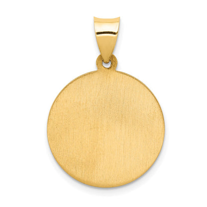 14K Yellow Gold Guardian Angel Medal Hollow Pendant