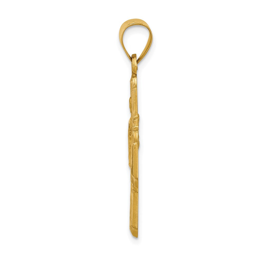 14K Yellow Gold Four-Way Religious Medal Hollow Pendant