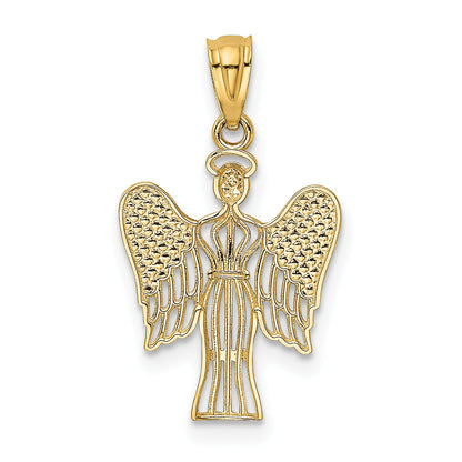 14K Yellow & Rhodium W/Rhodium Angel Pendant