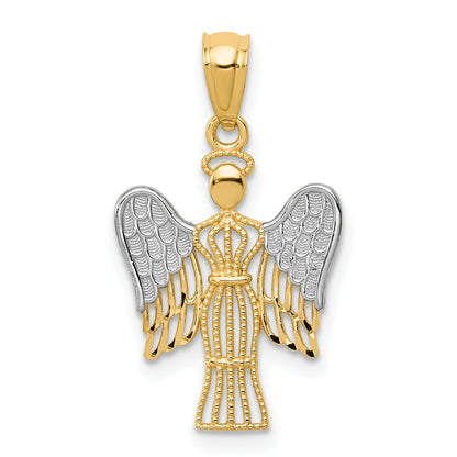 14K Yellow & Rhodium W/Rhodium Angel Pendant