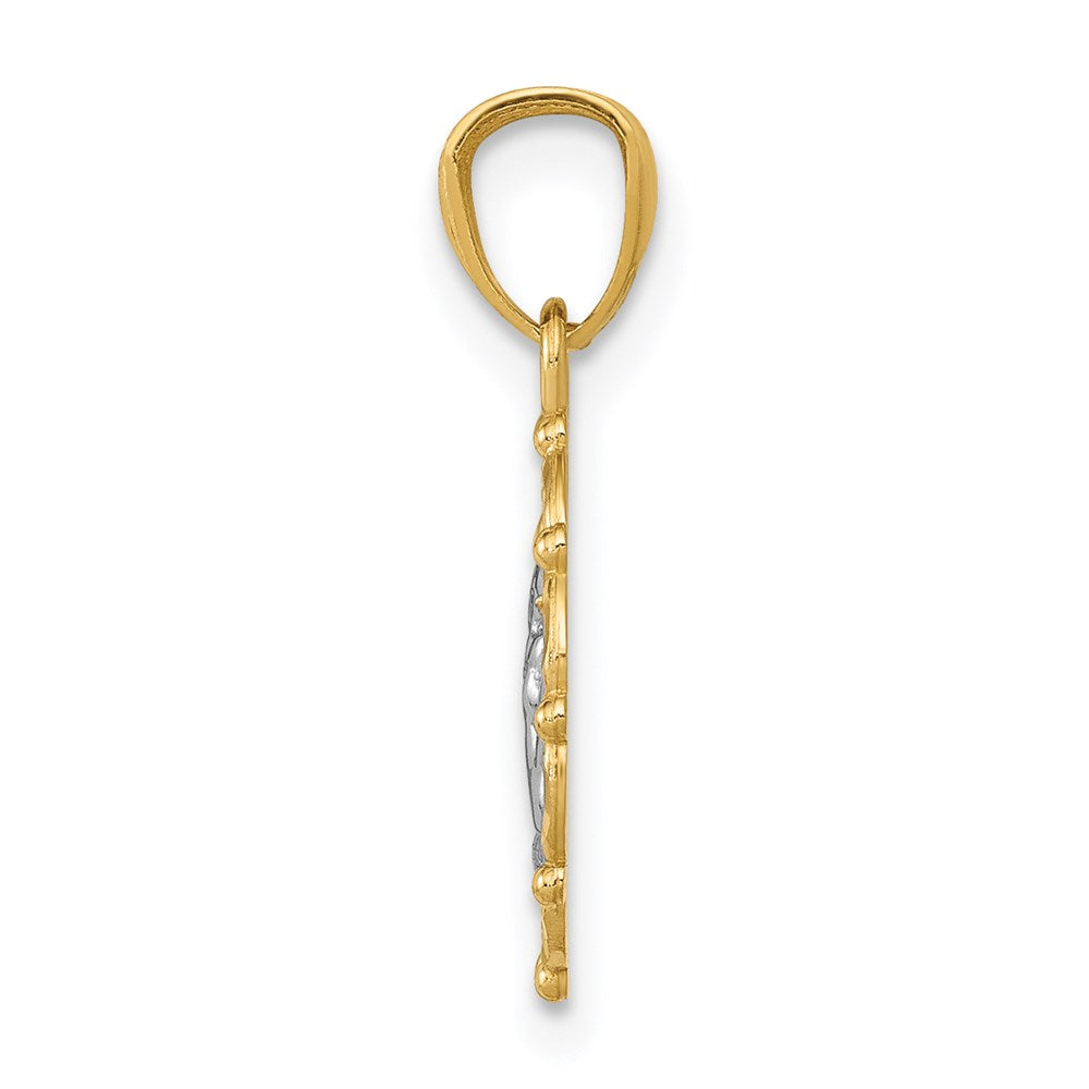 14K Yellow & Rhodium W/Rhodium Framed Cherub Pendant