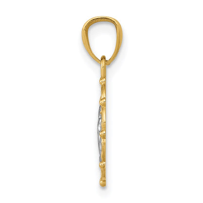 14K Yellow & Rhodium W/Rhodium Framed Cherub Pendant