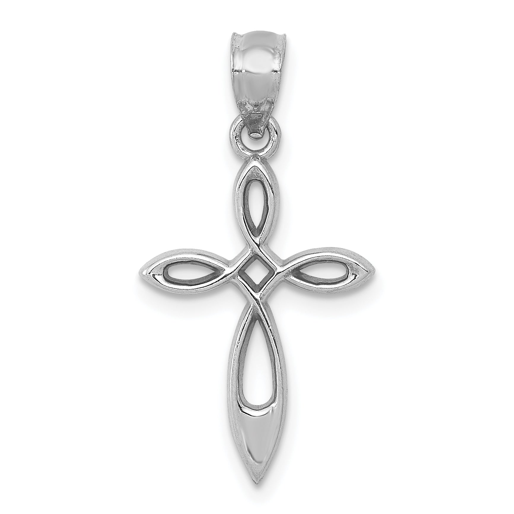 14K White Gold Cross Pendant