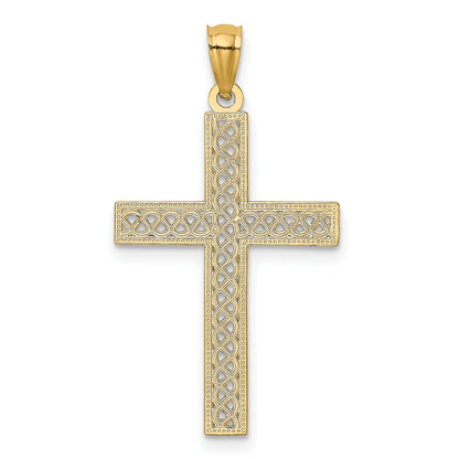 14K Yellow Gold Diamond-Cut Filigree Cross Pendant