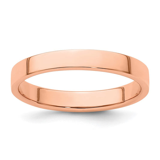14k Rose Gold 3mm Lightweight Flat Wedding Band Ring