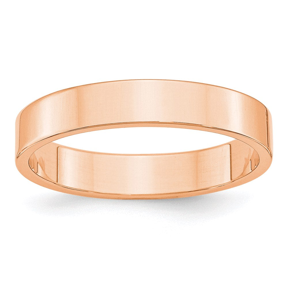 14k Rose Gold 4mm Lightweight Flat Wedding Band Ring