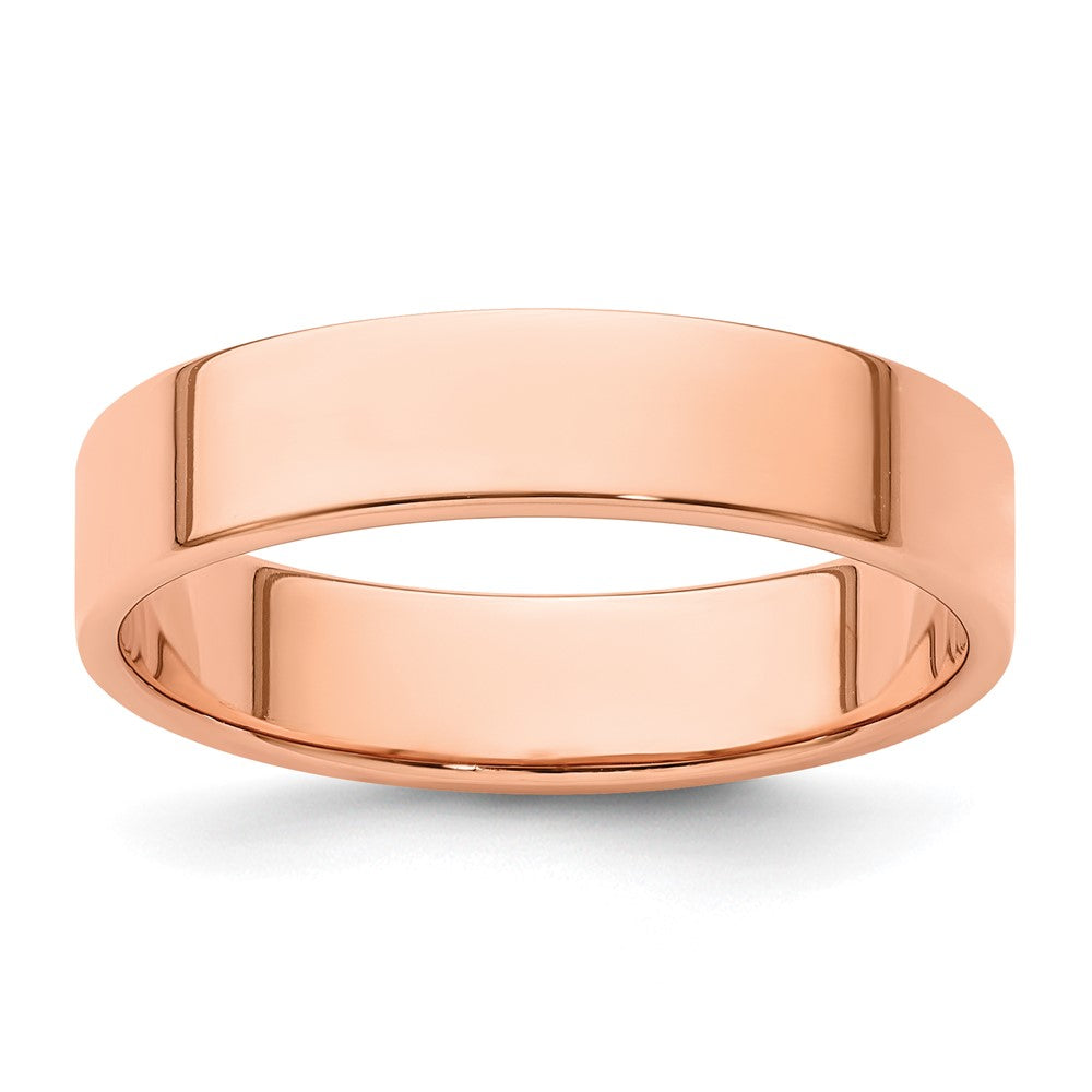 18k Rose Gold 5mm Lightweight Flat Wedding Band Ring