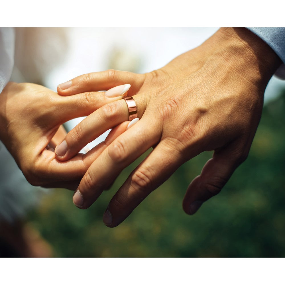 14k Rose Gold 6mm Lightweight Flat Wedding Band Ring