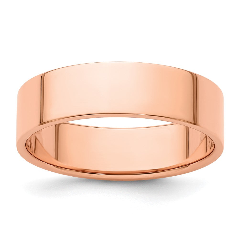 14k Rose Gold 6mm Lightweight Flat Wedding Band Ring