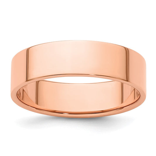 14k Rose Gold 6mm Lightweight Flat Wedding Band Ring