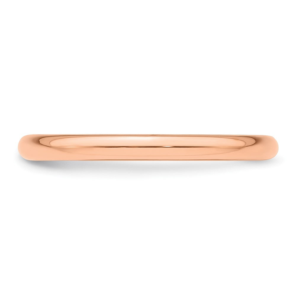 14K Rose Gold 2mm Half Round Wedding Band Size 9.5