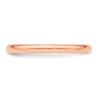 14K Rose Gold 2mm Half Round Wedding Band Size 9.5